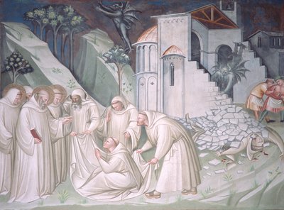 La fondation de Montecassino et le miracle de la résurrection du moine, Sagrestia - Aretino Luca Spinello or Spinelli